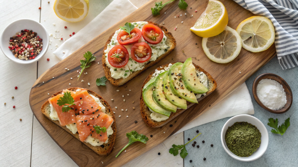 Variations of Avocado Cottage Cheese Toast with Different Toppings