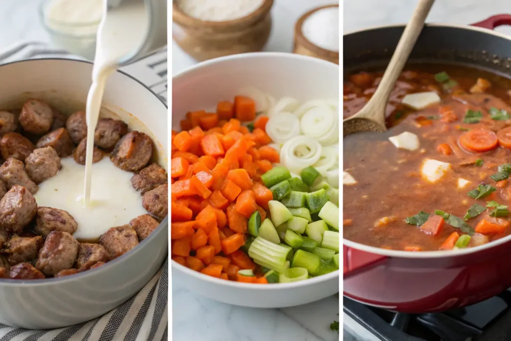 Italian sausage, parmesan, cream, and vegetables are the essentials for this hearty soup.